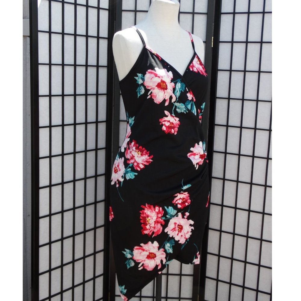 Floral Print V-Neck Cinched Size Chic Mini Dress